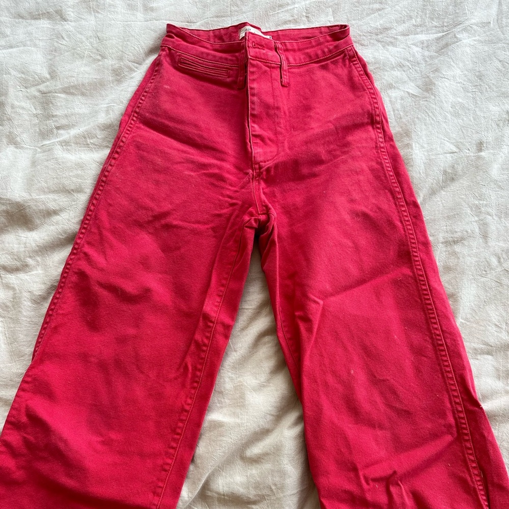 Madewell Red Wide Leg Size 25 Pants
